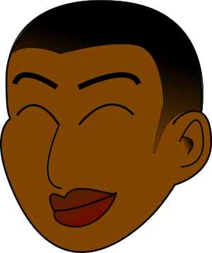 A picture of Angelica's head with a bright smile in cartoon form.