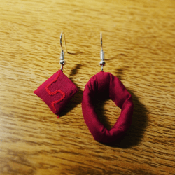 Stitched magenta earrings