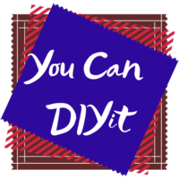 You Can DIY it logo with three layers of square fabric pieces and the site name on top of them