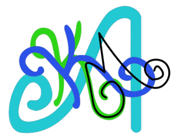 The original logo with stylized A, K, K and M